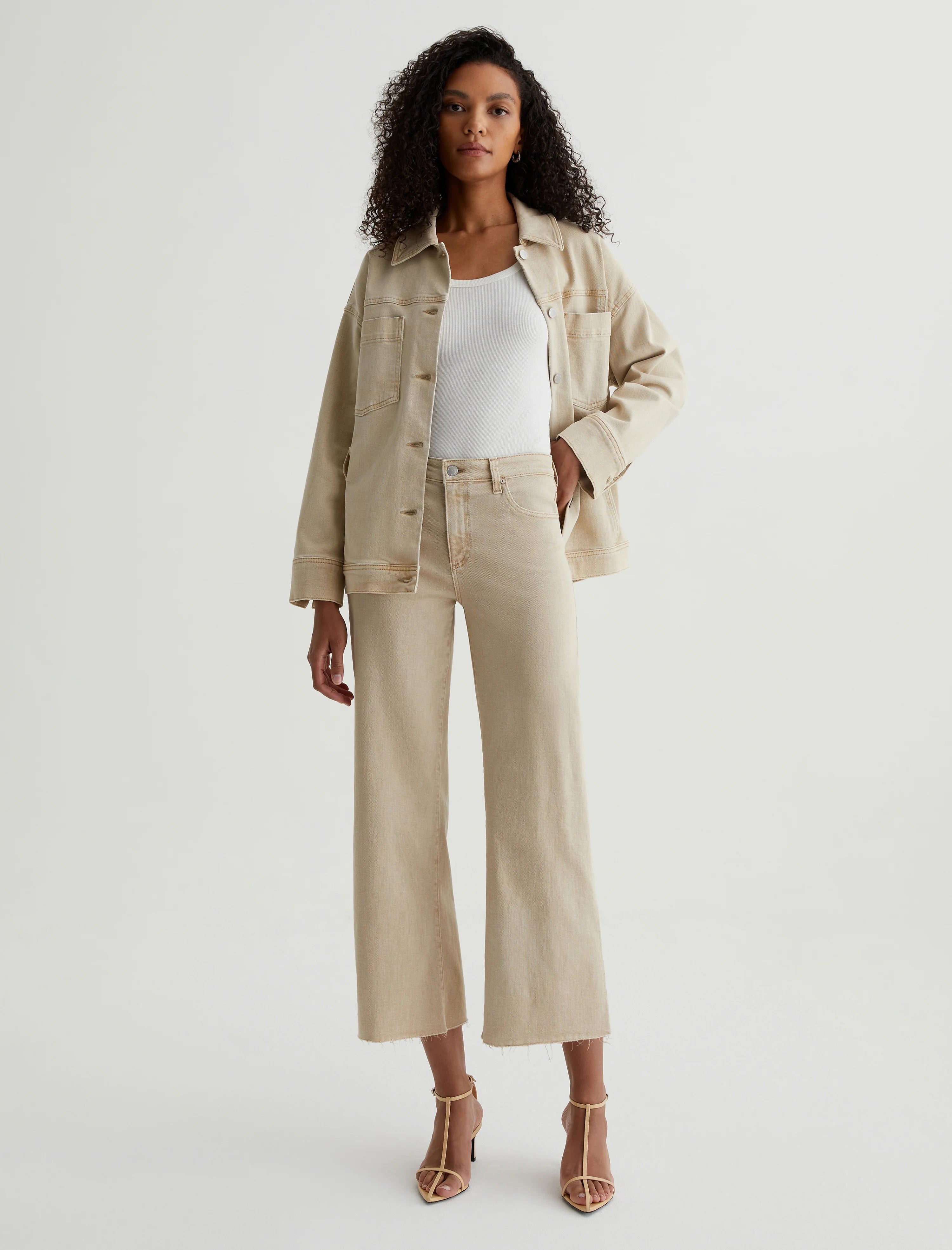 AG Jeans Saige Wide Leg Crop - Sulfur Pumice Sale Bottoms - Sloane Boutique