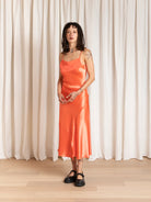 Ali Golden Asymmetrical Tank Dress - Neon Orange Dresses - Sloane Boutique