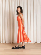 Ali Golden Asymmetrical Tank Dress - Neon Orange Dresses - Sloane Boutique