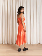 Ali Golden Asymmetrical Tank Dress - Neon Orange Dresses - Sloane Boutique