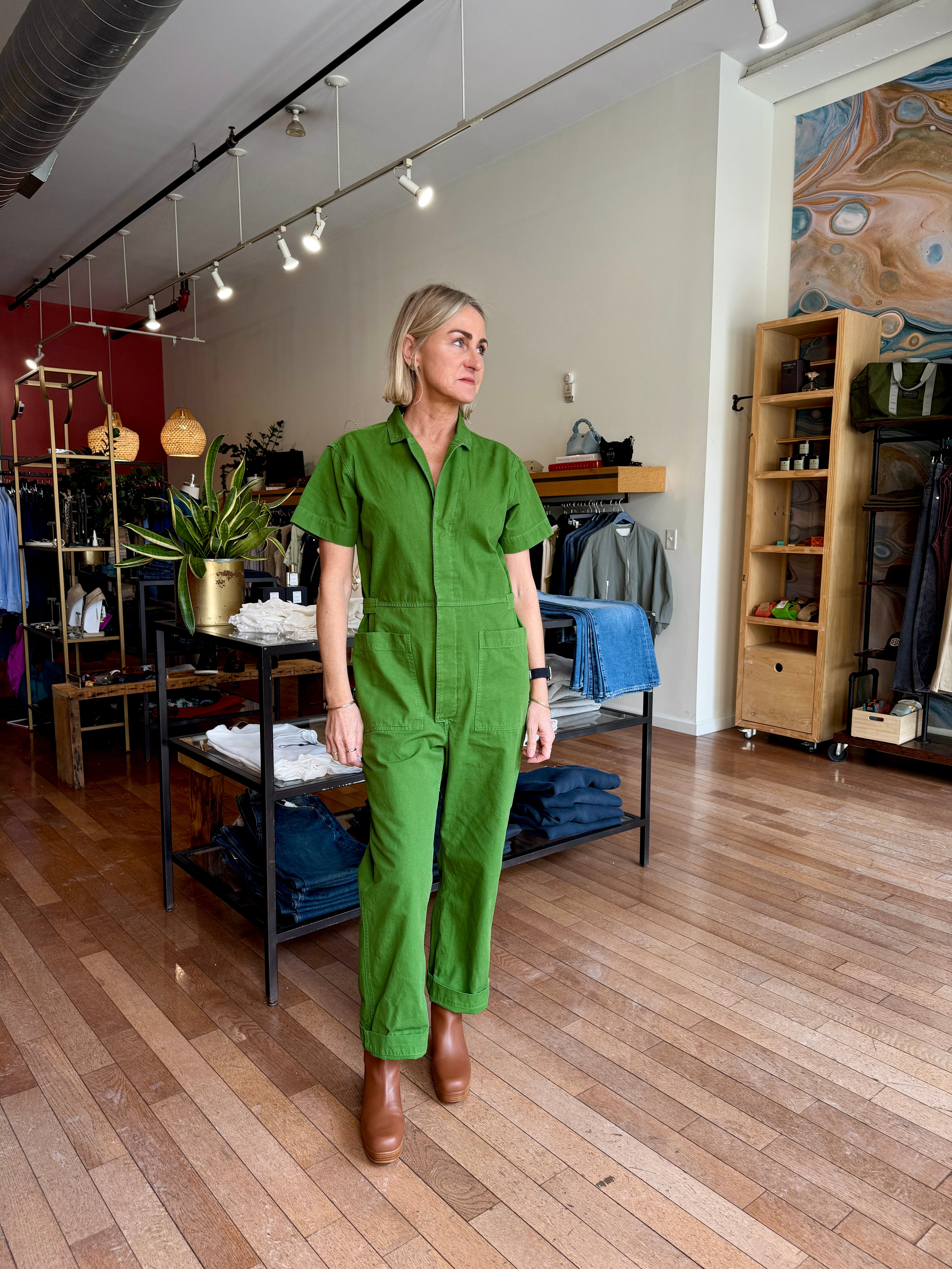 Ali Golden Boiler Suit - Grass Green Dresses - Sloane Boutique