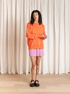 Ali Golden Chunky Cotton Pullover - Neon Orange Women's Tops - Sloane Boutique