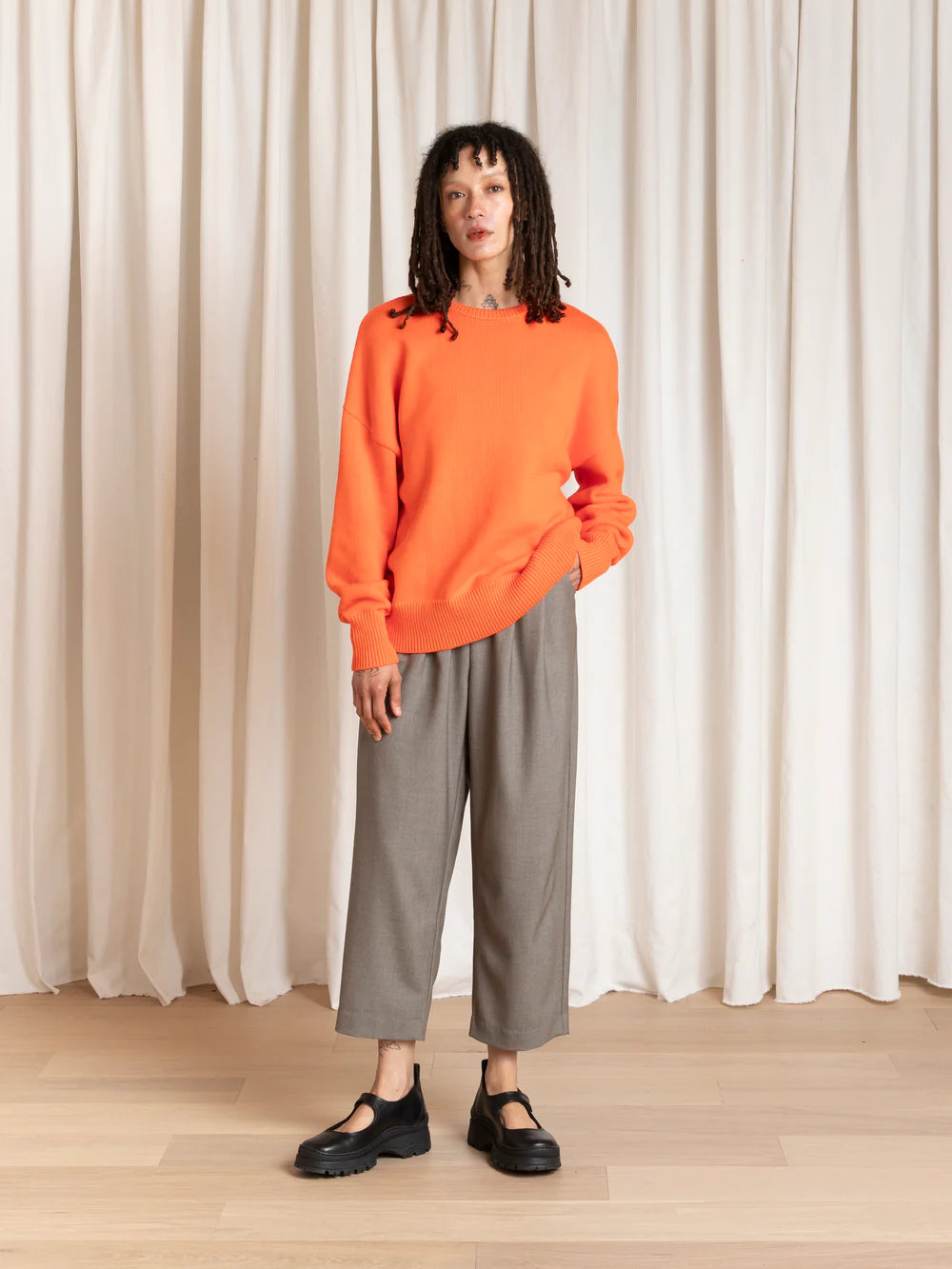 Ali Golden Chunky Cotton Pullover - Neon Orange Women's Tops - Sloane Boutique