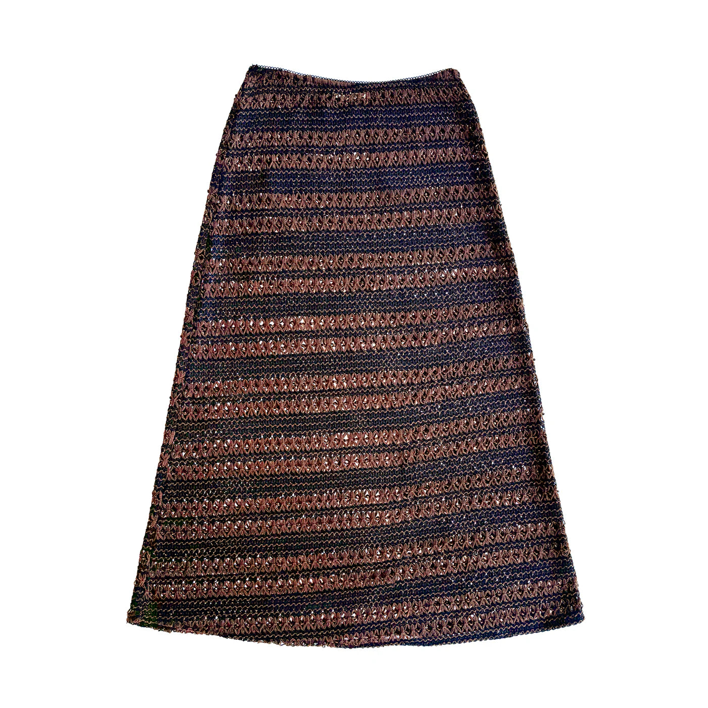 Ali Golden Crochet Slim Midi Skirt - Brown / Black Women's Bottoms - Sloane Boutique