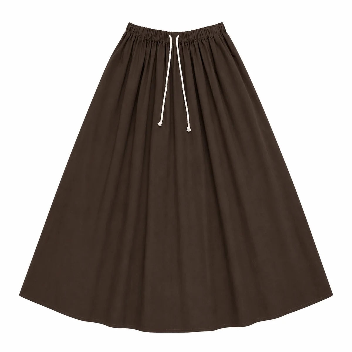 Ali Golden Drawstring Full Skirt - Dark Brown Women's Bottoms - Sloane Boutique