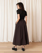 Ali Golden Drawstring Full Skirt - Dark Brown Women's Bottoms - Sloane Boutique