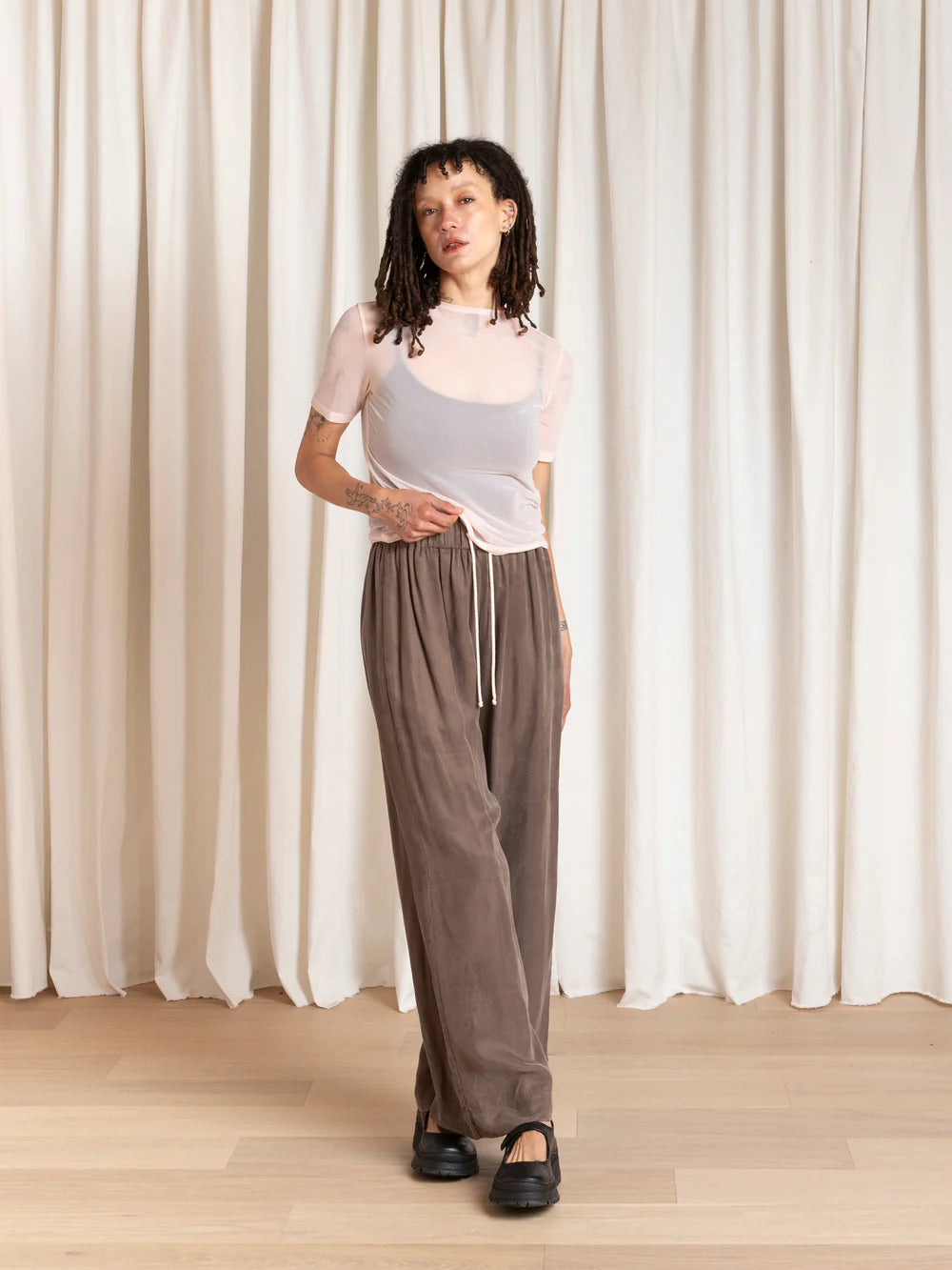 Ali Golden Drawstring Pant - Taupe Women's Bottoms - Sloane Boutique