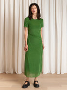 Ali Golden Fitted Mesh T-Shirt Dress - Grass Green Dresses - Sloane Boutique