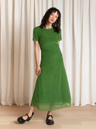 Ali Golden Fitted Mesh T-Shirt Dress - Grass Green Dresses - Sloane Boutique