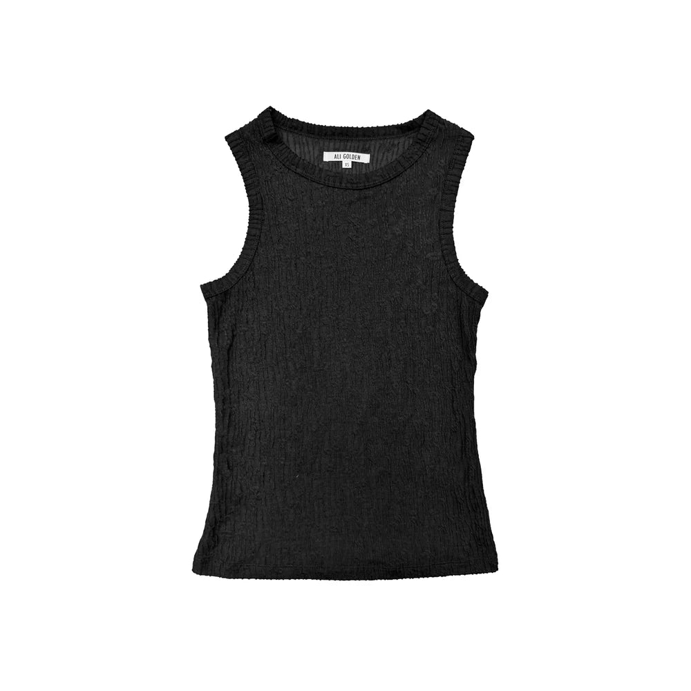 Ali Golden Fitted Tank - Black Flower Women's Tops - Sloane Boutique