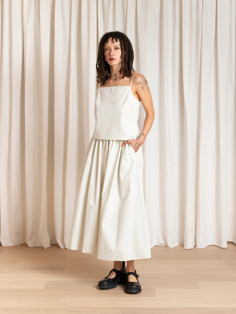 Ali Golden Full Skirt - Ecru Women's Bottoms - Sloane Boutique