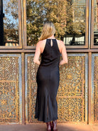 Ali Golden High Neck Bias Dress - Black Dresses - Sloane Boutique