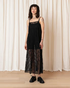 Ali Golden Lace Square Neck Dress - Black Dresses - Sloane Boutique