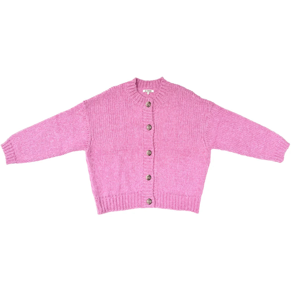 Ali Golden Merino Crewneck Cardigan - Pink Women's Tops - Sloane Boutique