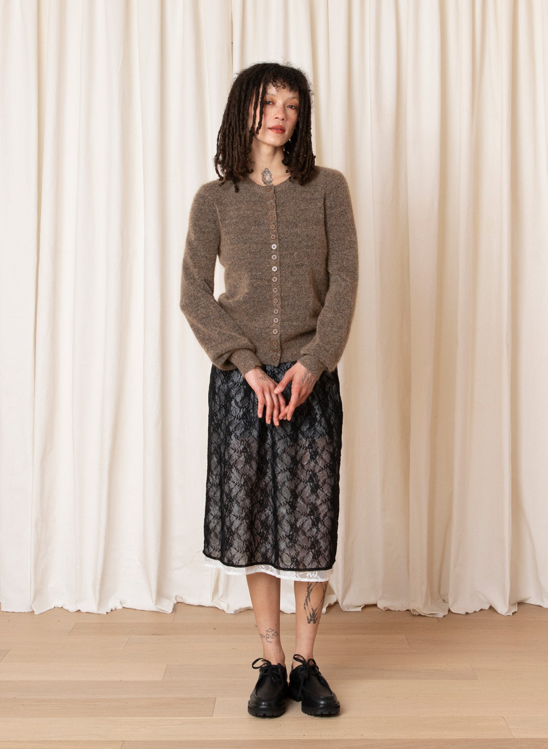 Ali Golden Multi-Button Cardigan - Taupe Women's Tops - Sloane Boutique