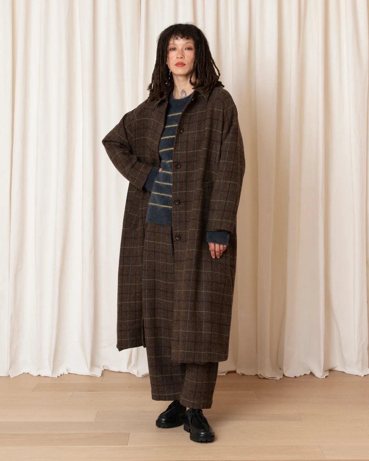 Ali Golden New Trench - Taupe Multicolor Plaid Outerwear - Sloane Boutique