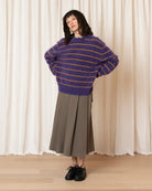 Ali Golden Oversized Mohair Pullover - Purple/ Marigold Stripe Women's Tops - Sloane Boutique