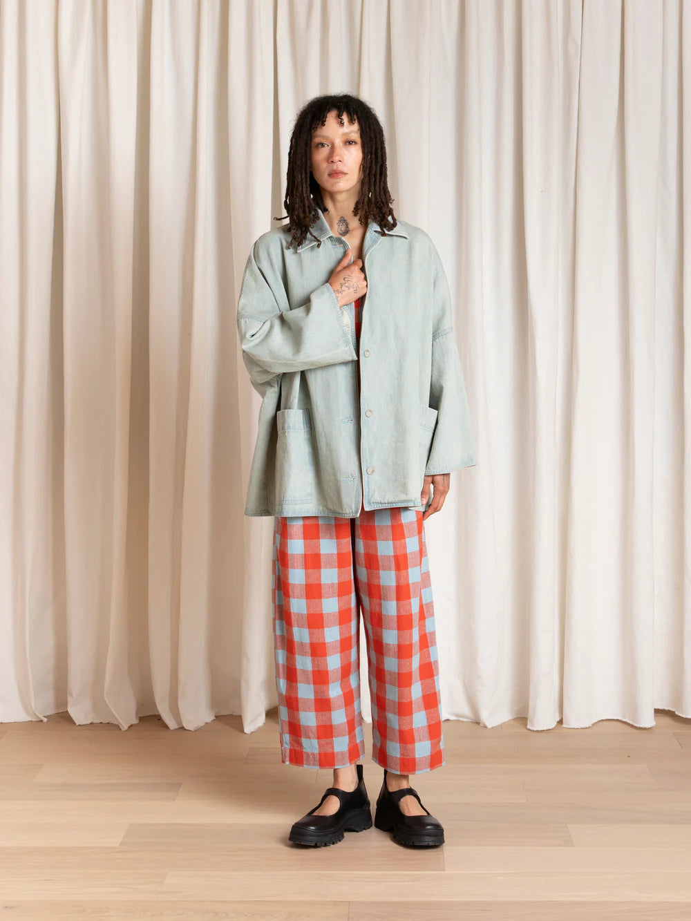 Ali Golden Oversized Shirt Jacket - Light Denim Outerwear - Sloane Boutique