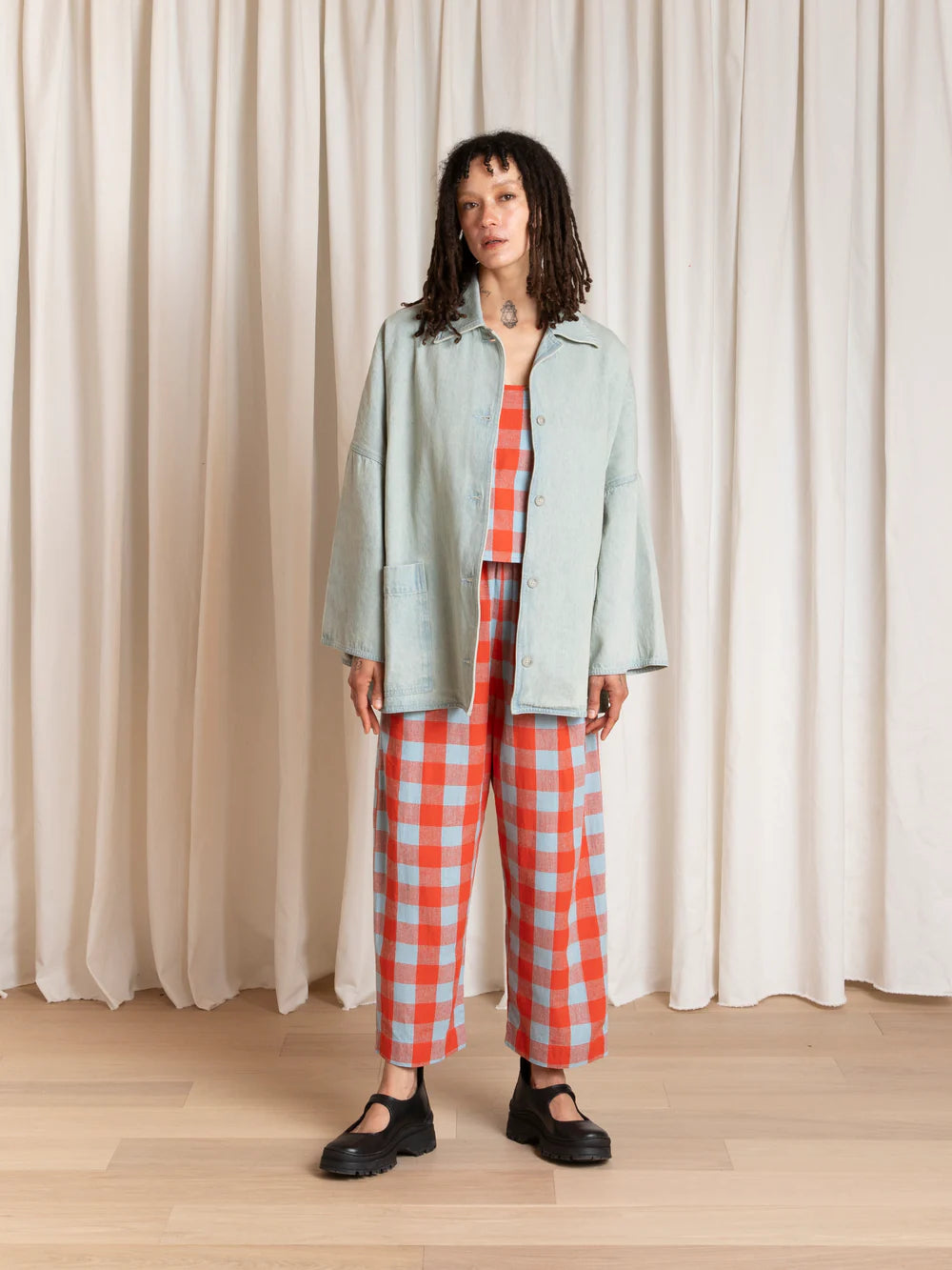 Ali Golden Oversized Shirt Jacket - Light Denim Outerwear - Sloane Boutique