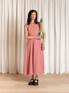 Ali Golden Paneled Midi Dress - Poppy / Fuck Ice Gingham Dresses - Sloane Boutique