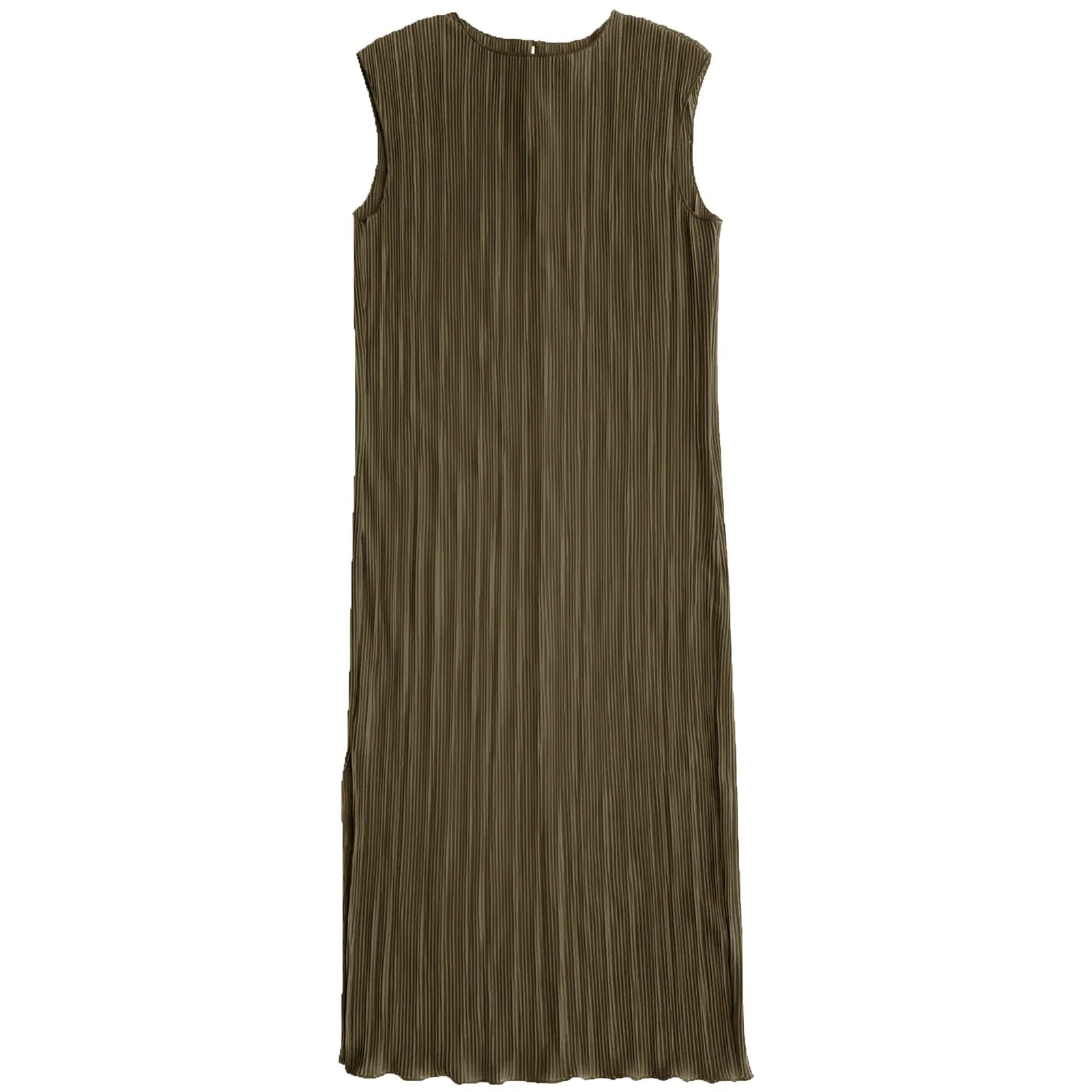 Ali Golden Pleated High Neck Dress - Olive Dresses - Sloane Boutique