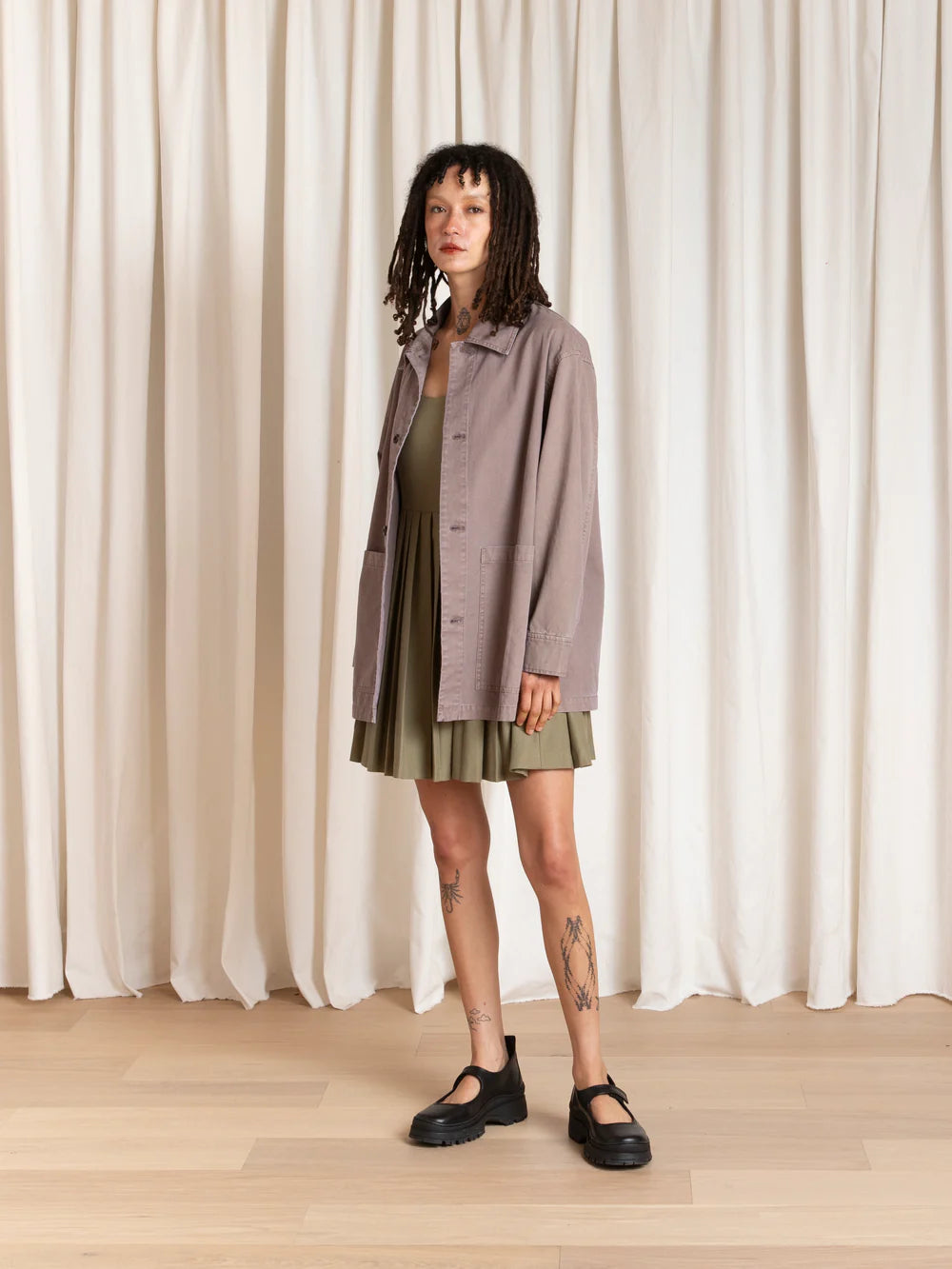 Ali Golden Relaxed Chore Coat - Mauve Outerwear - Sloane Boutique