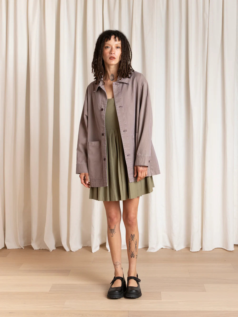 Ali Golden Relaxed Chore Coat - Mauve Outerwear - Sloane Boutique