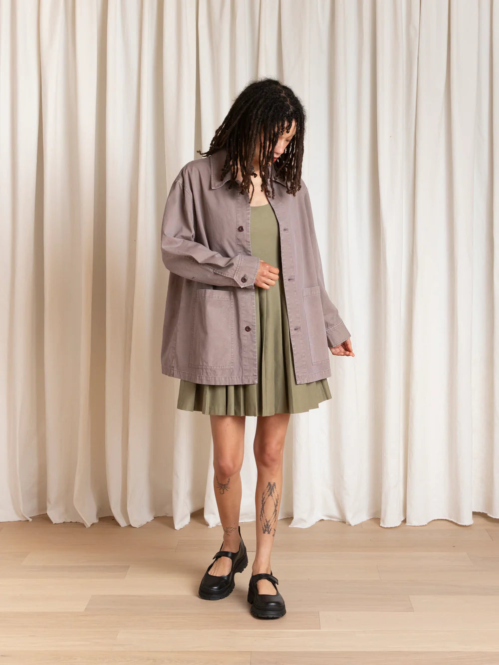 Ali Golden Relaxed Chore Coat - Mauve Outerwear - Sloane Boutique