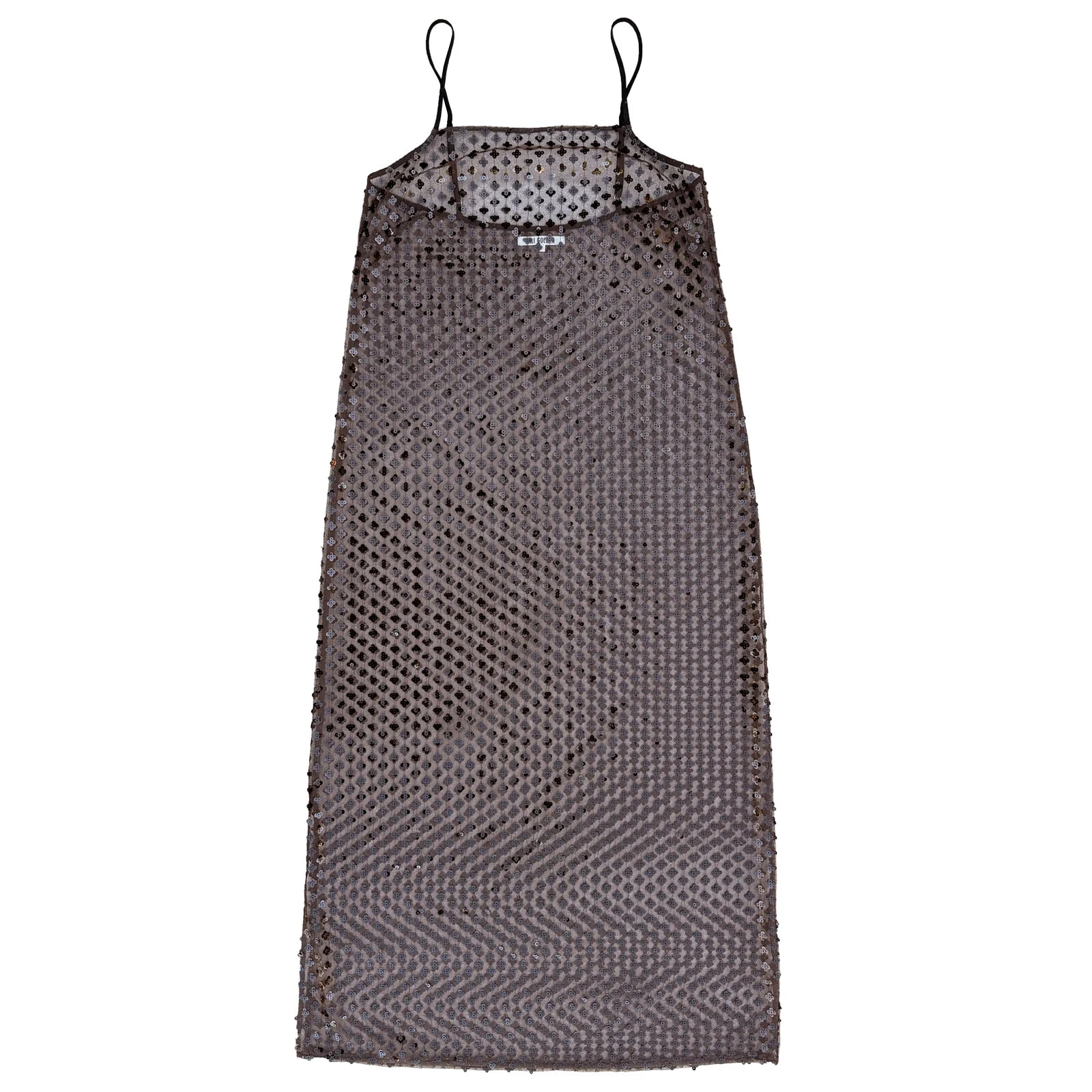 Ali Golden Square Neck Slip Dress - Dark Taupe/ Black Sequins Dresses - Sloane Boutique