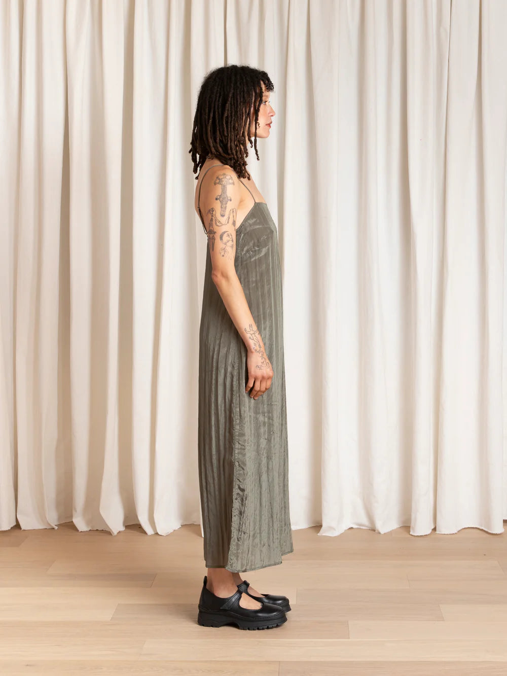 Ali Golden Square Neck Slip Dress - Sage Dresses - Sloane Boutique