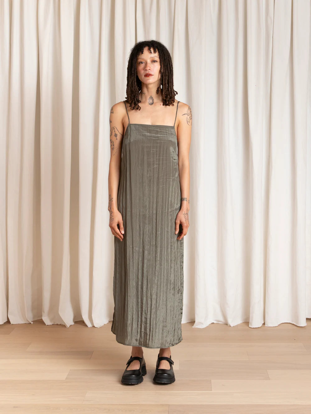 Ali Golden Square Neck Slip Dress - Sage Dresses - Sloane Boutique