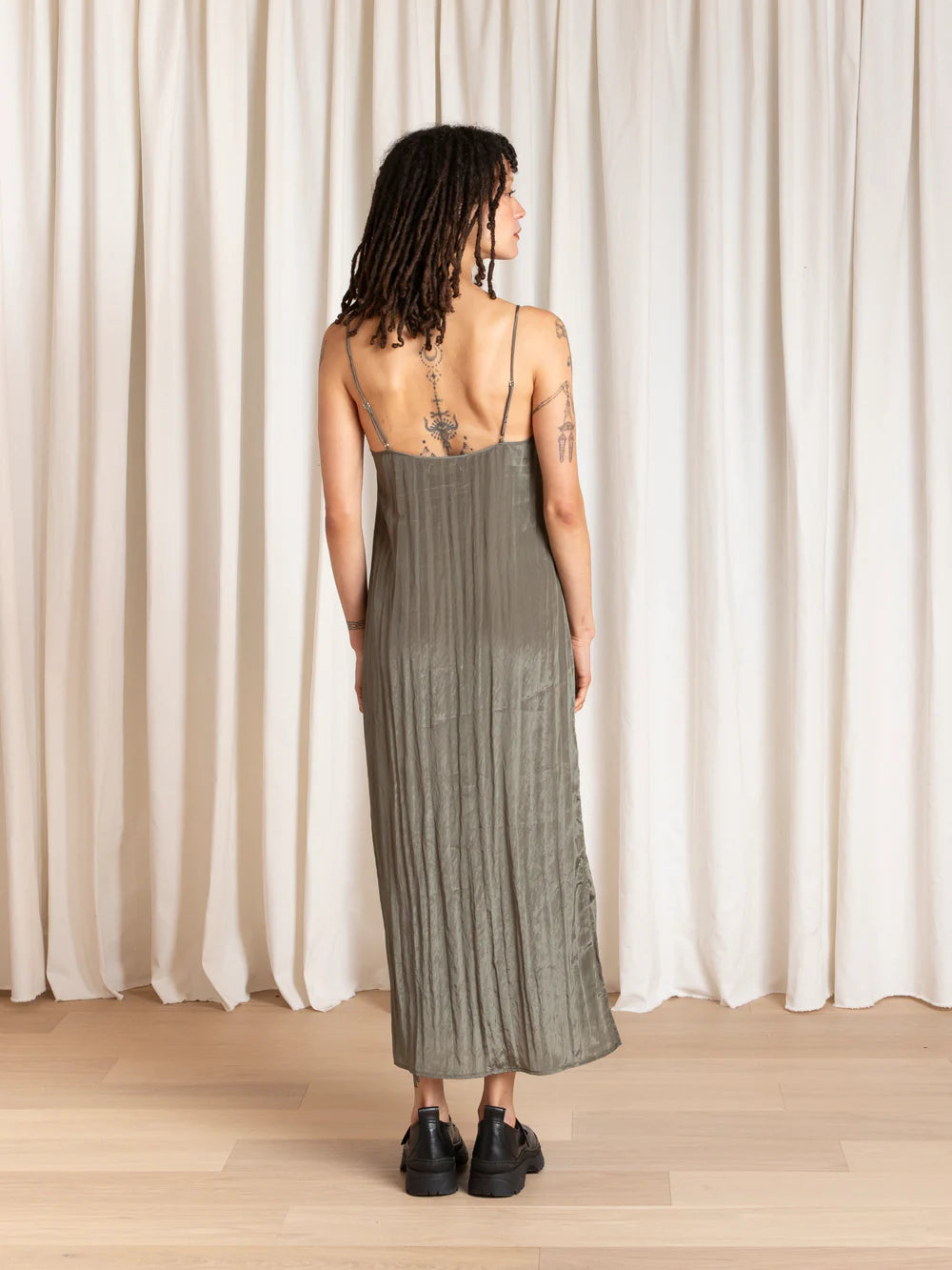 Ali Golden Square Neck Slip Dress - Sage Dresses - Sloane Boutique