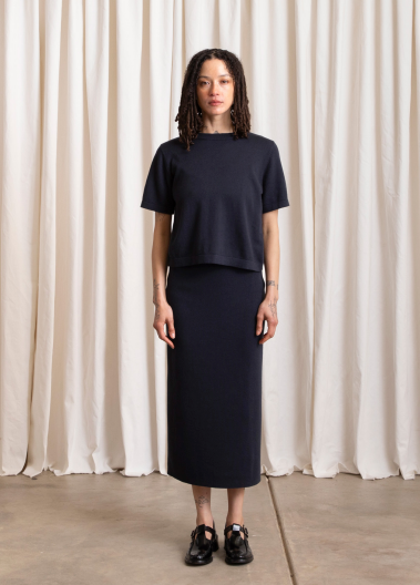 Ali Golden Thick Knit T-Shirt - Deep Navy Women's Tops - Sloane Boutique