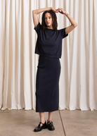 Ali Golden Thick Knit T-Shirt - Deep Navy Women's Tops - Sloane Boutique