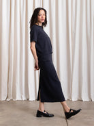 Ali Golden Thick Knit T-Shirt - Deep Navy Women's Tops - Sloane Boutique