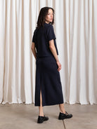 Ali Golden Thick Knit T-Shirt - Deep Navy Women's Tops - Sloane Boutique