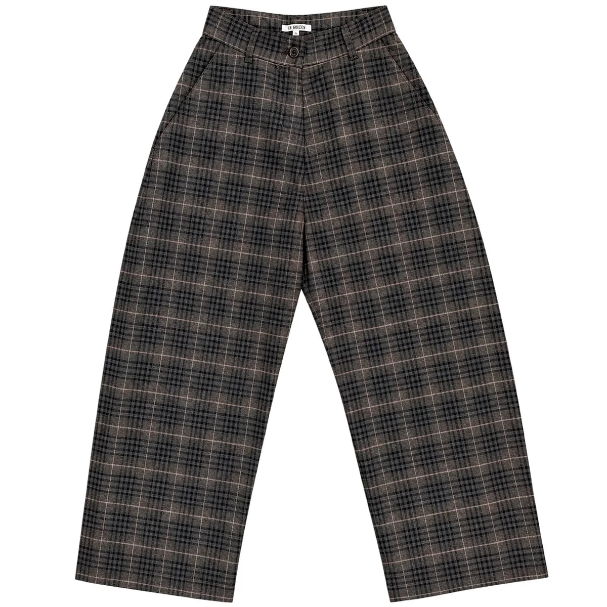 Ali Golden Wool Loose Barrel Pant - Black/Brown Plaid Women's Bottoms - Sloane Boutique