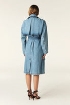 Bash Paris Tresca Denim Trench Coat - Mid Blue sale outerwear - Sloane Boutique