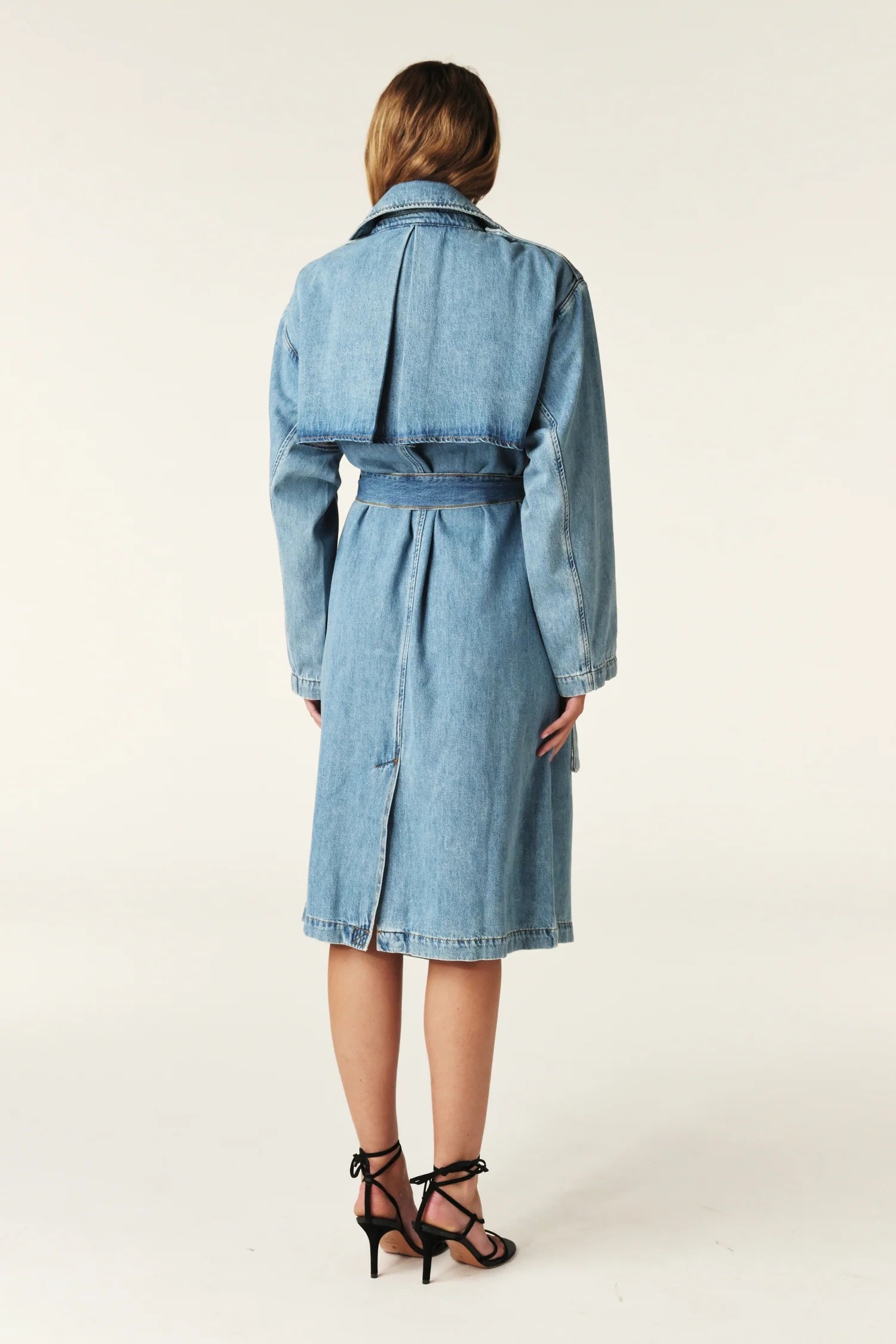 Bash Paris Tresca Denim Trench Coat - Mid Blue sale outerwear - Sloane Boutique