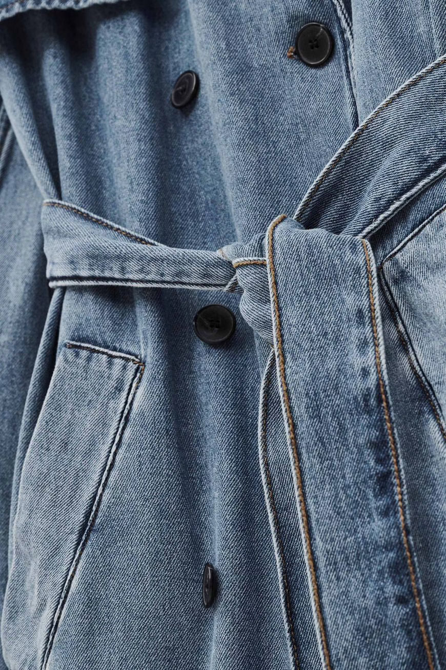 Bash Paris Tresca Denim Trench Coat - Mid Blue sale outerwear - Sloane Boutique