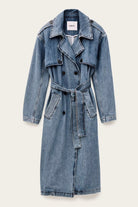 Bash Paris Tresca Denim Trench Coat - Mid Blue sale outerwear - Sloane Boutique
