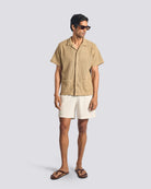 Bather Beach Mesh Traveler Shirt - Natural Men's Tops - Sloane Boutique