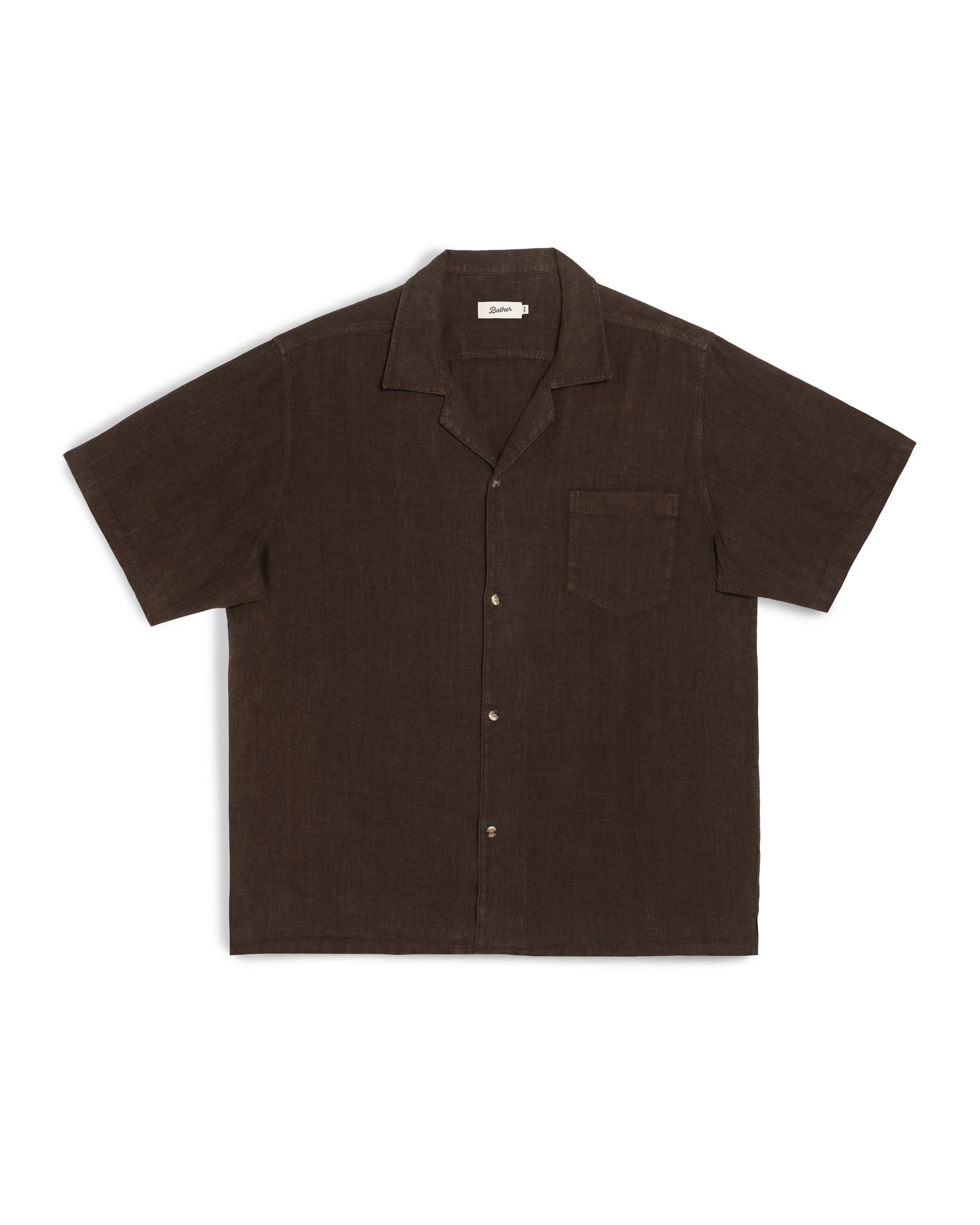 Bather Espresso Linen Camp Shirt - Brown Men's Tops - Sloane Boutique