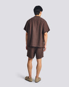Bather Espresso Linen Leisure Short - Brown Men's Bottoms - Sloane Boutique