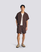 Bather Espresso Linen Leisure Short - Brown Men's Bottoms - Sloane Boutique