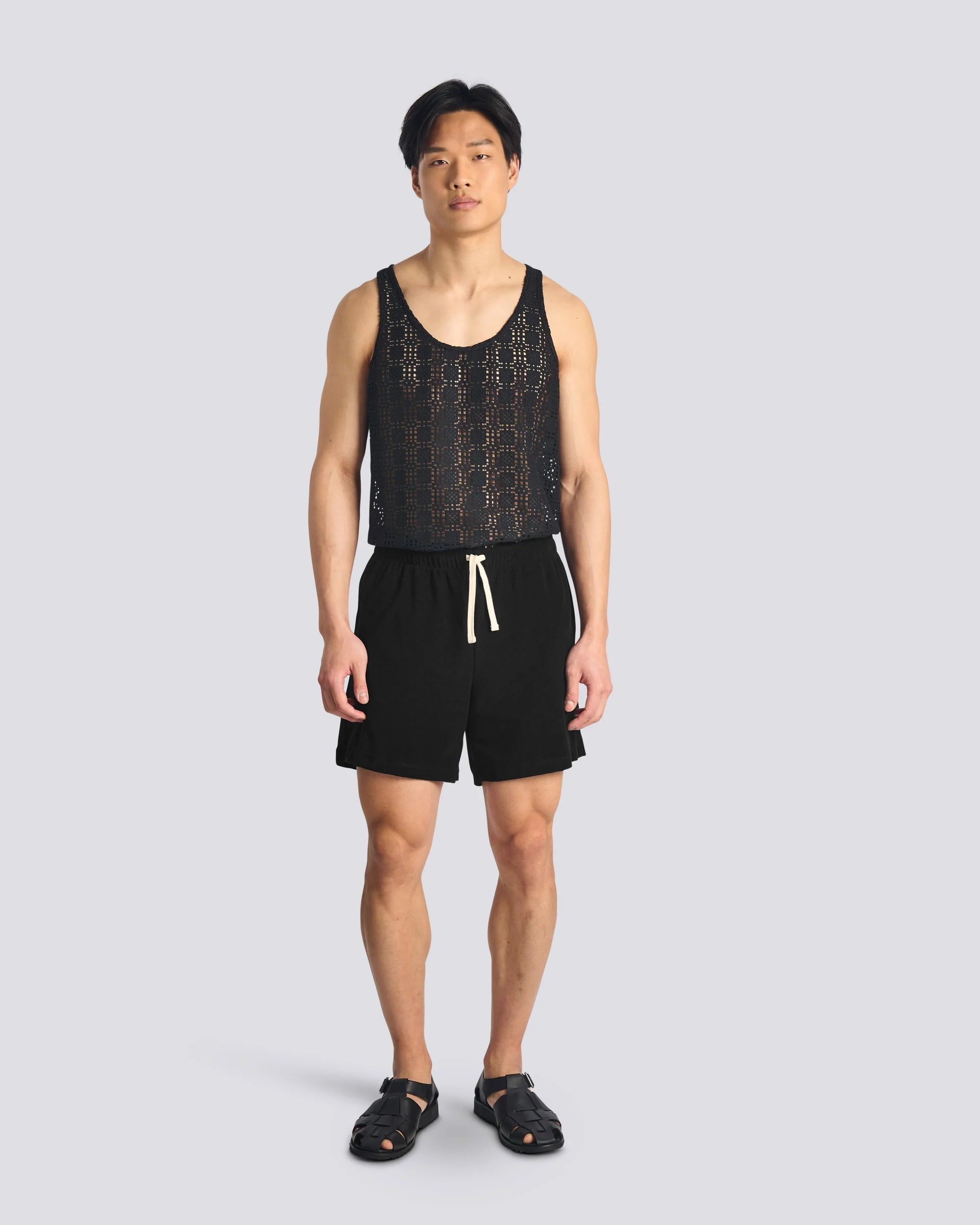 Bather Lattice Tank Top - Black Men's Tops - Sloane Boutique