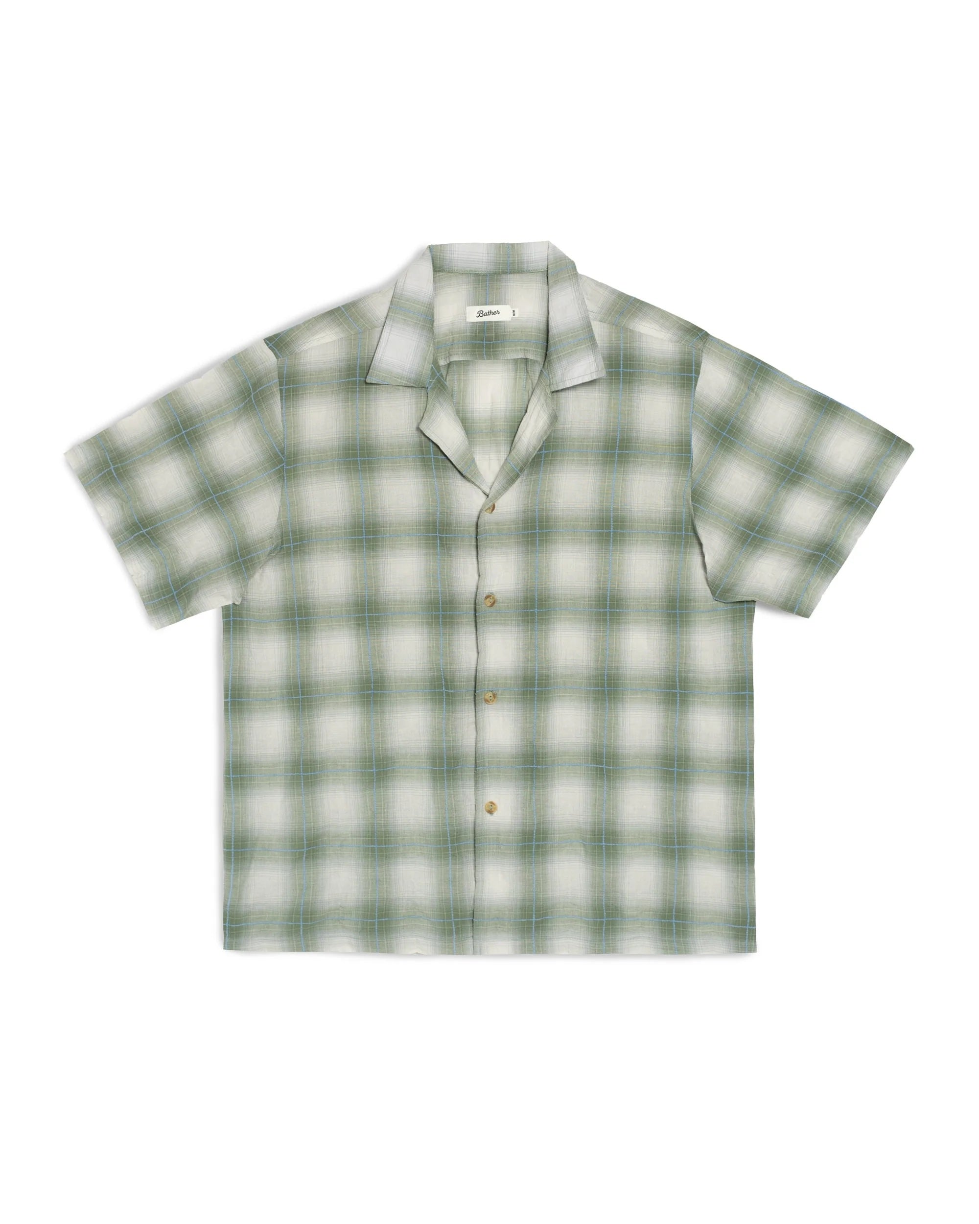 Bather Laurel Grid Camp Shirt - Green Men's Tops - Sloane Boutique