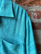 Bather Tonal Bandana Camp Shirt - Teal Men's Tops - Sloane Boutique