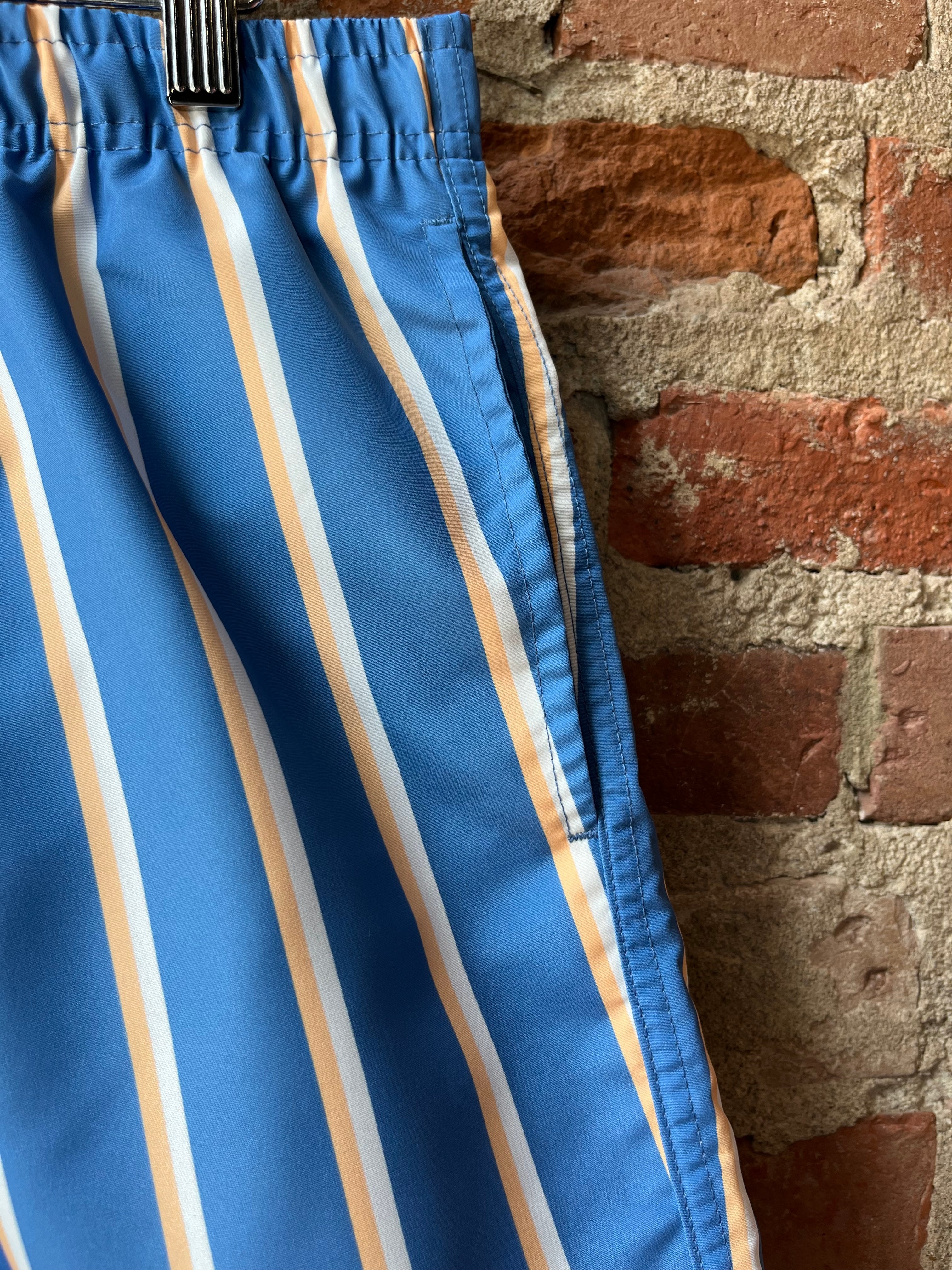 Bather Yellow & White Fine Stripe Trunk - Blue Men's Bottoms - Sloane Boutique