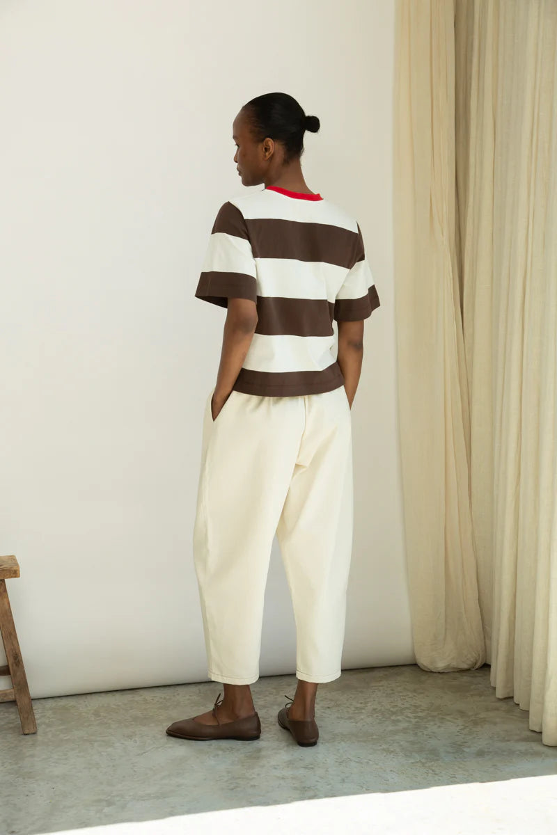 Beaumont Organic Bay-Sue Jersey Top - Cacao & White Stripe Women's Tops - Sloane Boutique